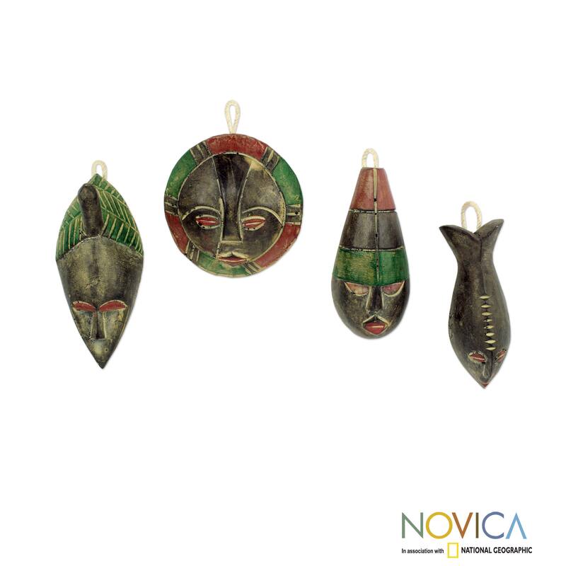 Handmade Set of 4 Sese Wood 'Shepherds' Ornaments (Ghana)
