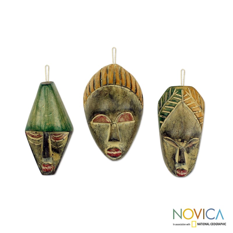 Handmade Set of 3 Sese Wood 'Three Wise Men' Ornaments (Ghana)