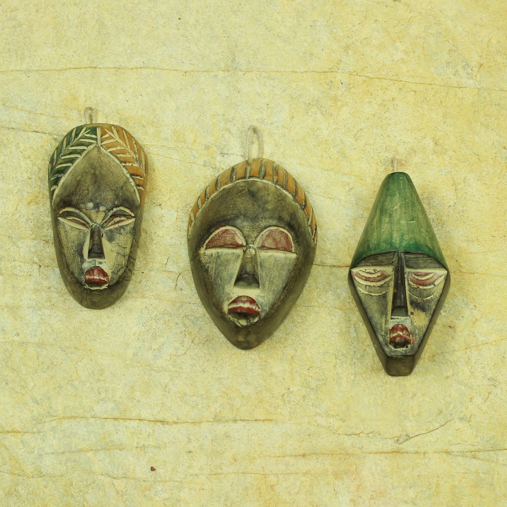 Handmade Set of 3 Sese Wood 'Three Wise Men' Ornaments (Ghana)