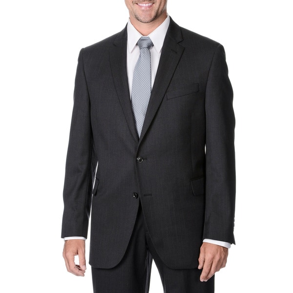 Palm Beach Mens Big and Tall 2 button Single Vent Grey Stripe Suit