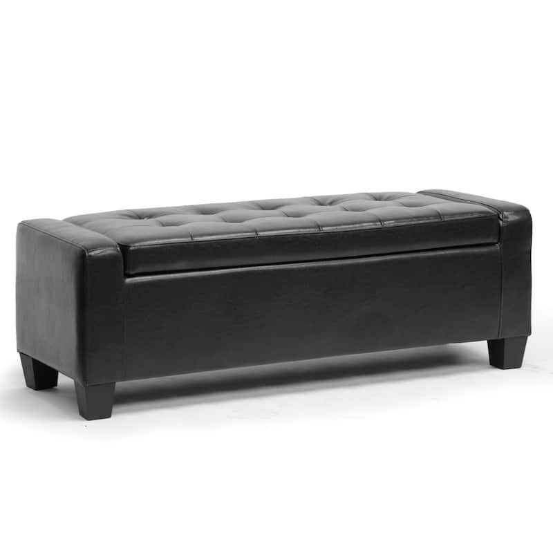Baxton Studio Biondello Leather Storage Ottoman