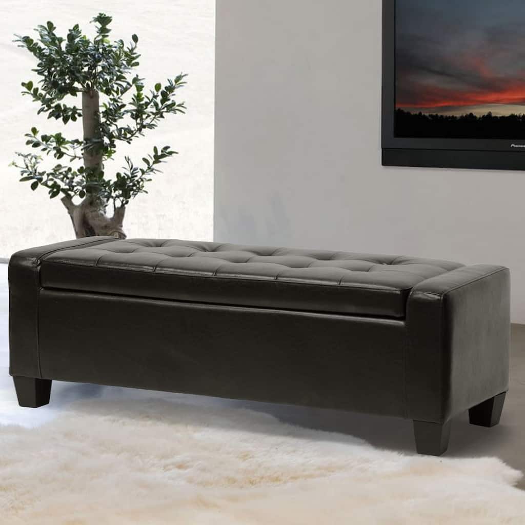 Baxton Studio Biondello Leather Storage Ottoman