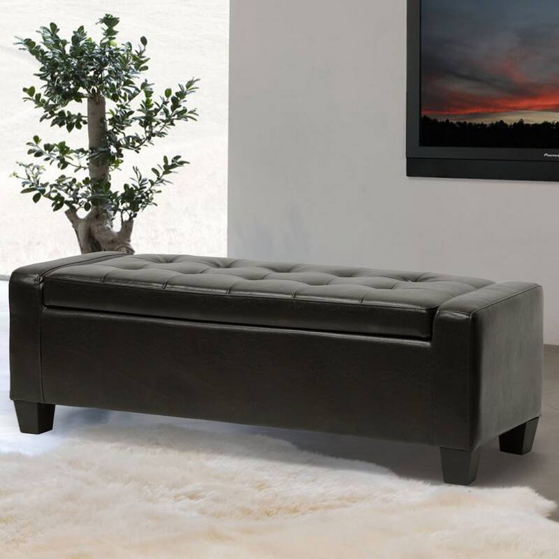 Baxton Studio Biondello Leather Storage Ottoman