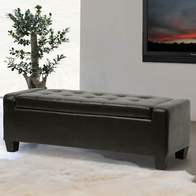Baxton Studio Biondello Leather Storage Ottoman