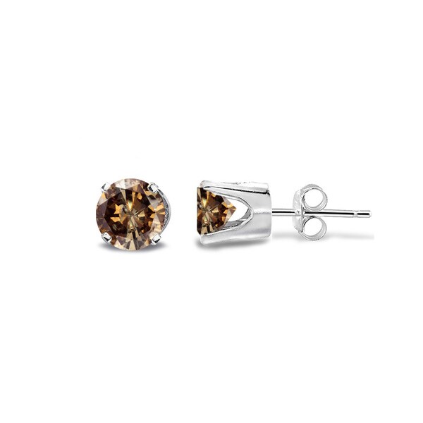 Db Designs 14k White Gold 1 4ct Tdw Champagne Diamond Round Stud Db Designs 14k White Gold 1 4ct Tdw Champagne Diamond Round Stud Earrings