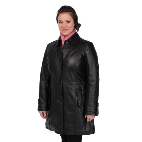Shop Excelled Women's Black Lambskin Leather Swing Jacket Free