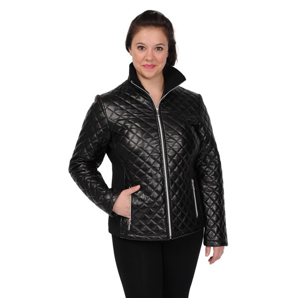 Shop EXcelled Women's Leather Diagonal-quilted Scuba Jacket - Free ...