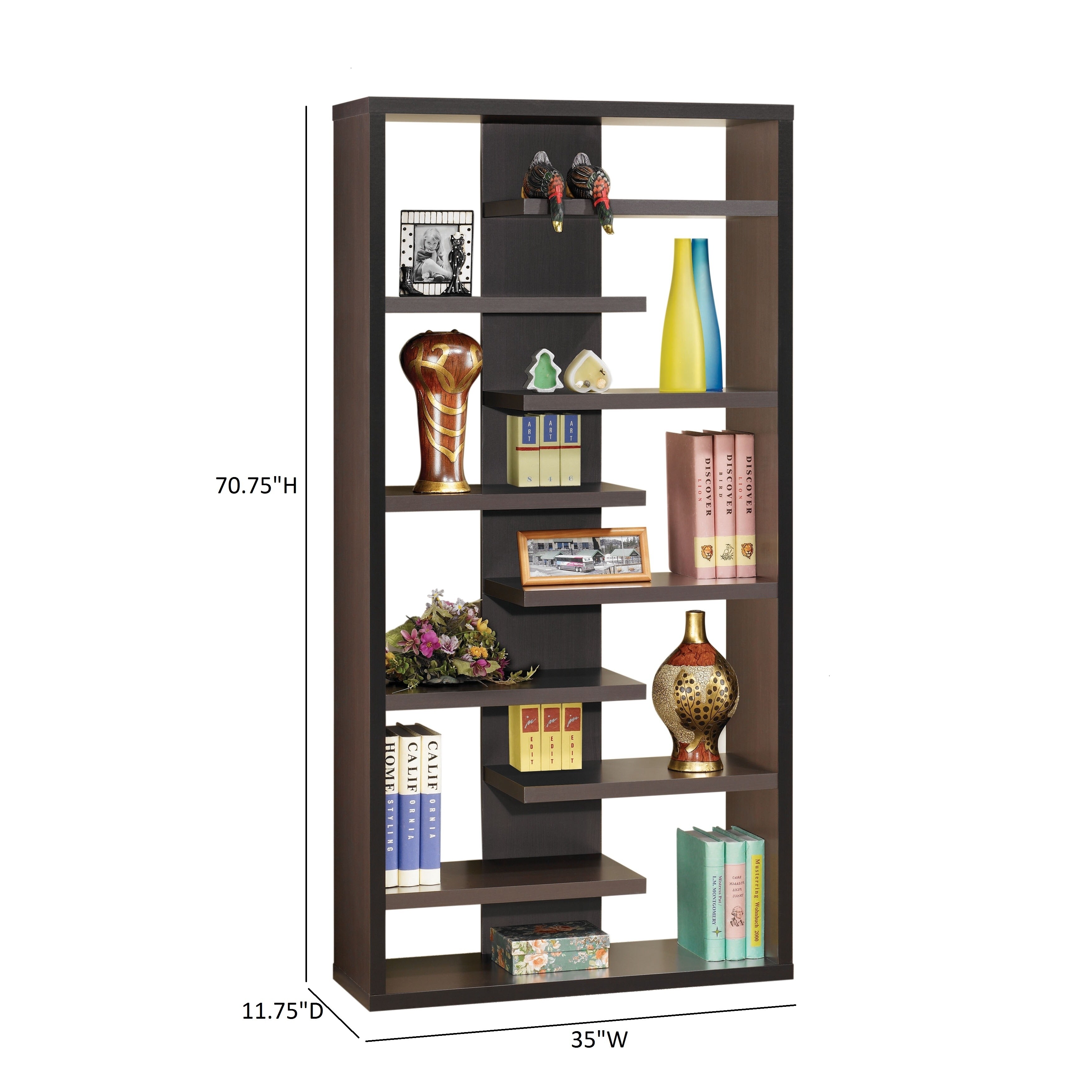 Shop Coaster Company 8 Shelf Cappuccino Bookshelf Free Shipping