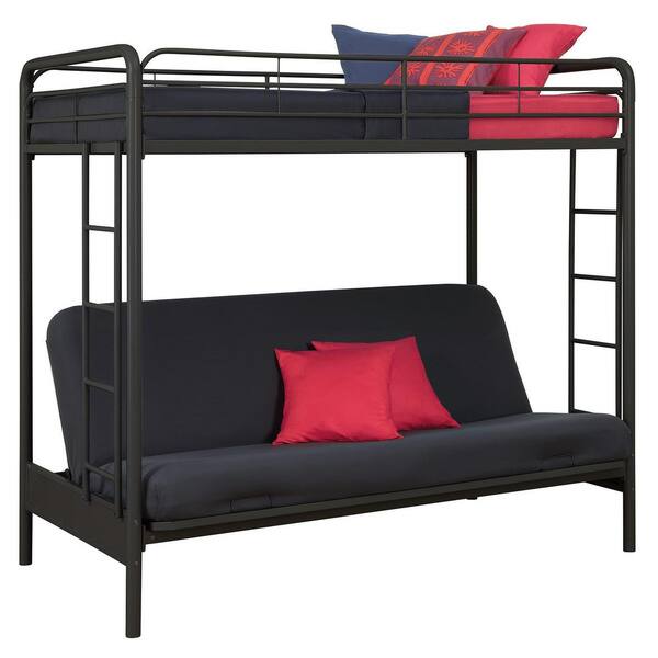 Shop Dhp Twin Over Futon Black Metal Bunk Bed On Sale Free