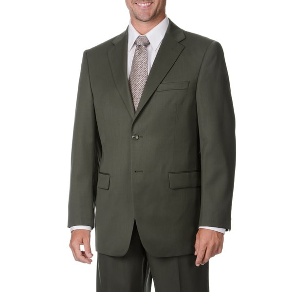 Cianni Cellini Mens Olive Wool Gabardine Suit   Shopping