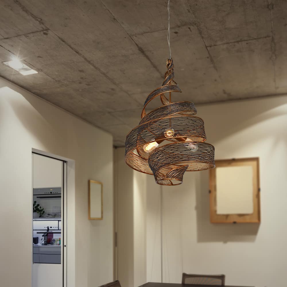 Flow Hand-Crafted Recycled Steel 3-Light Pendant