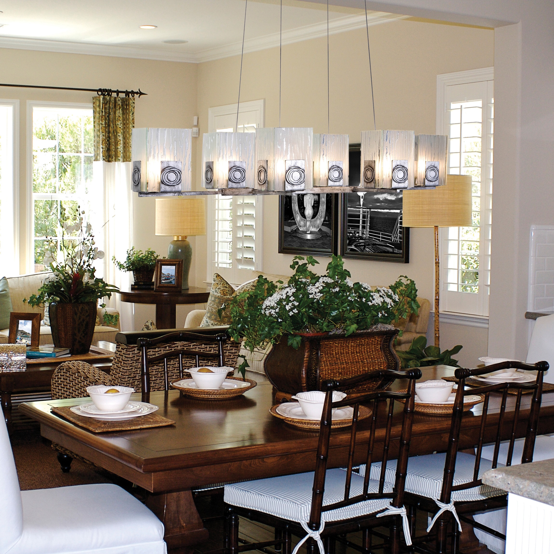 Polar 6-light Blackened Silver Chandelier (Blackened silver with ice crystal plate glass) - Chandeliers For Bedrooms by Overstock.com