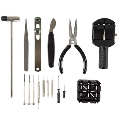 16-piece Plastic/Metal Watch Repair Tool Kit