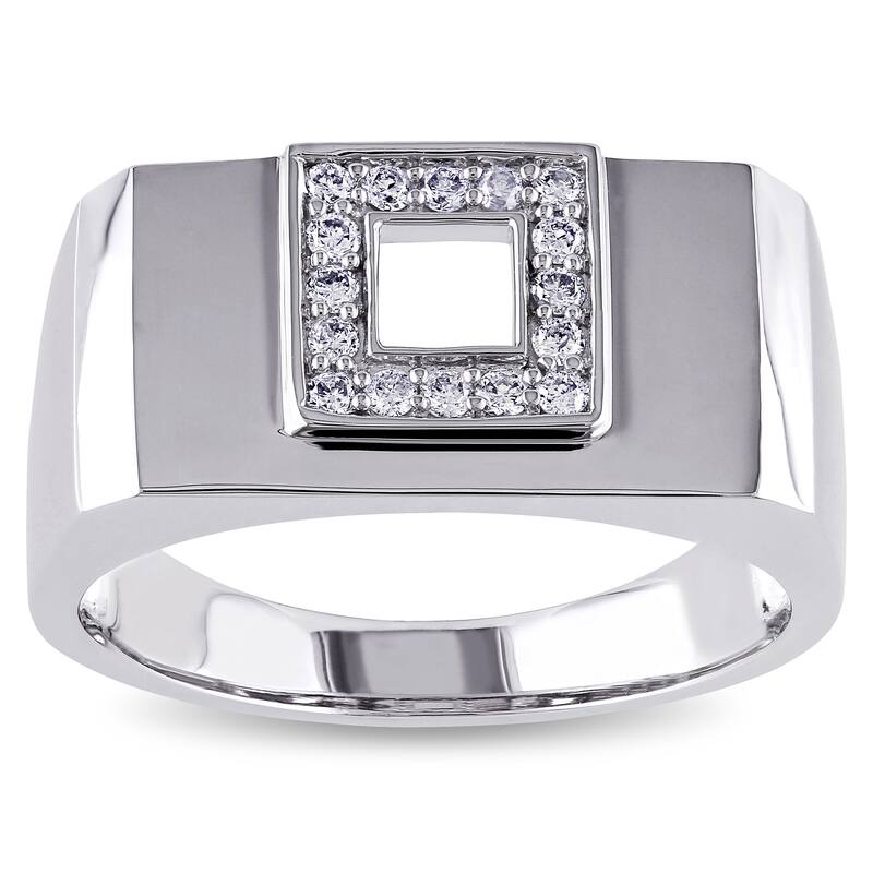 Miadora 14k White Gold Men's 1/5ct TDW Diamond Square Ring (G-H, SI1-SI2)