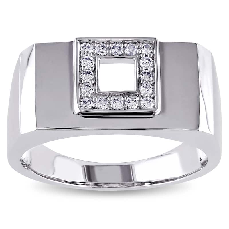 Miadora 14k White Gold Men's 1/5ct TDW Diamond Square Ring (G-H, SI1-SI2)