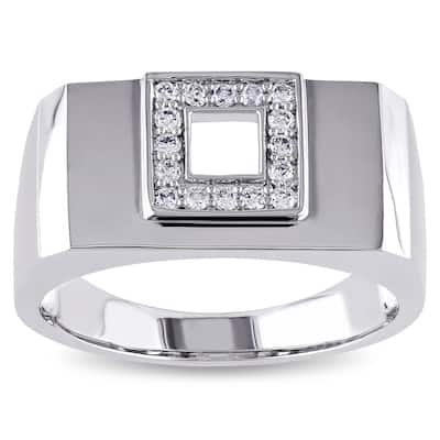 Miadora 14k White Gold Men's 1/5ct TDW Diamond Square Ring (G-H, SI1-SI2)