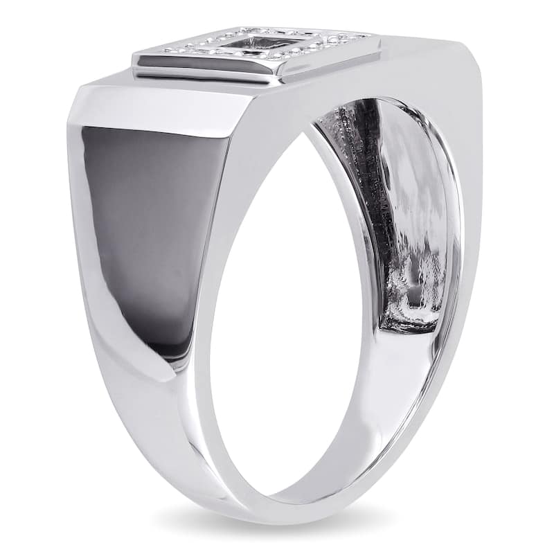 Miadora 14k White Gold Men's 1/5ct TDW Diamond Square Ring (G-H, SI1-SI2)