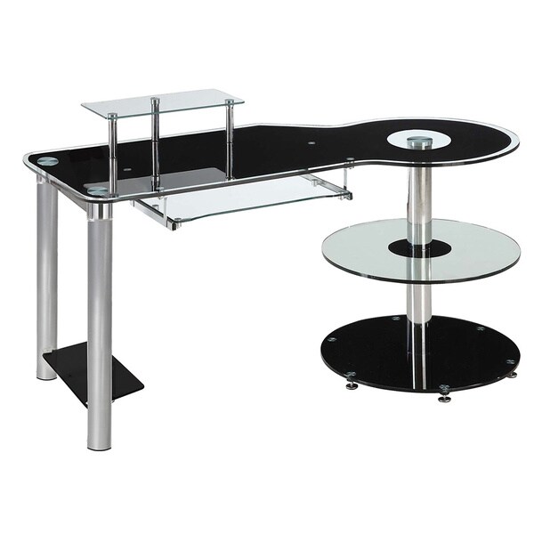 InnovEx Black/ Clear Glass Orbit Computer Desk - Free ...