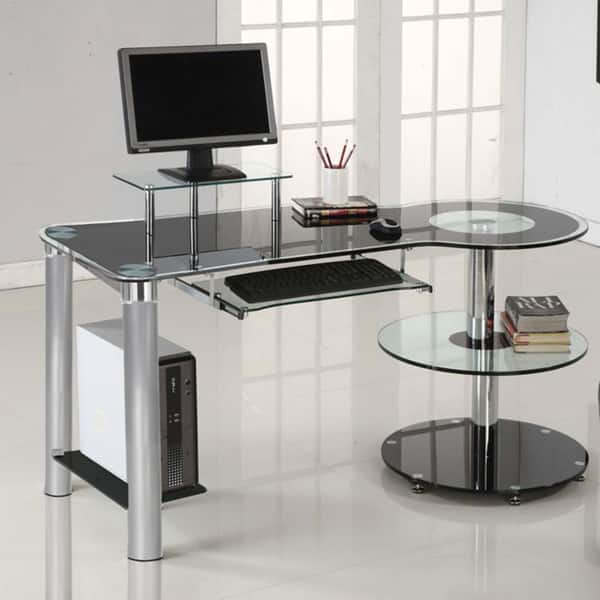 Shop Innovex Black Clear Glass Orbit Computer Desk Free