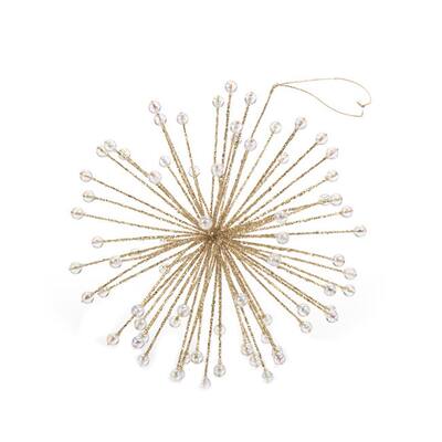 Starburst Wire Ornaments with Rainbow Beads and Glitter (Set of 4)