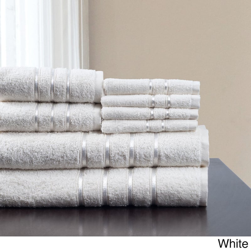 Plush Bathroom Towels - 8-Piece 100% Cotton Set by Windsor Home - White