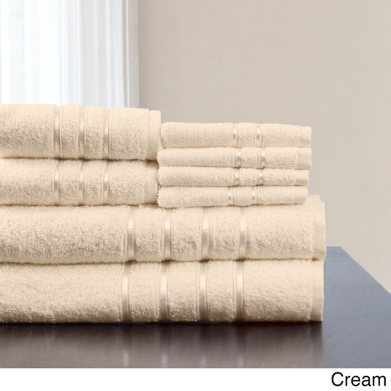 Plush Bathroom Towels - 8-Piece 100% Cotton Set by Windsor Home - Bone