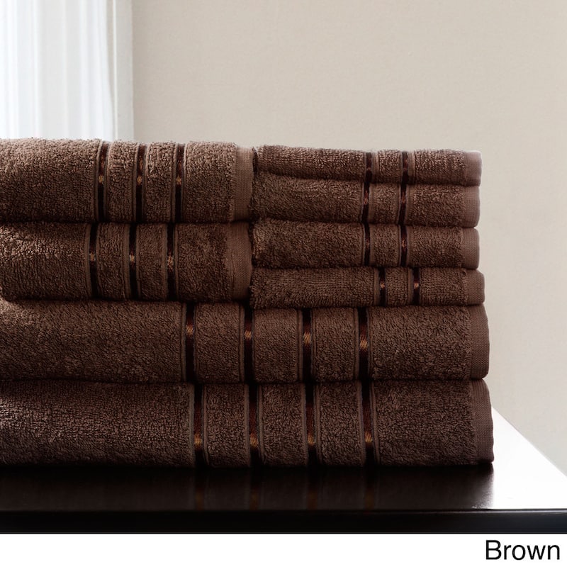 Plush Bathroom Towels - 8-Piece 100% Cotton Set by Windsor Home - Brown