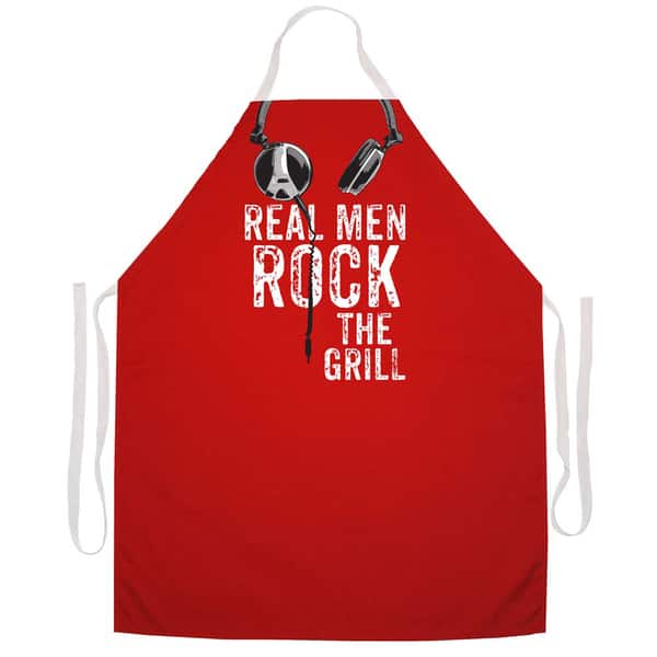 Real Men Rock The Grill' BBQ Grill Red Apron Bed Bath & Beyond 9460449