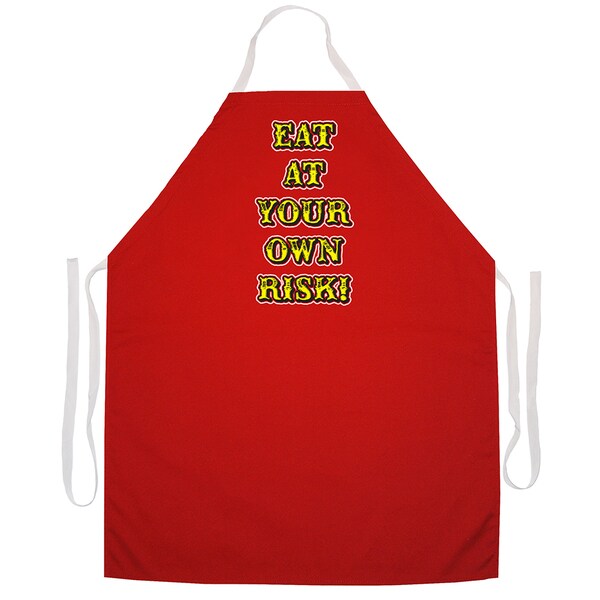 Shop 'Eat At Your Own Risk' Apron-Red - Overstock - 9460464