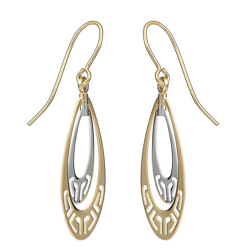 Fremada 10k Two-tone Gold Teardrop with Cut-outs Dangle Earrings