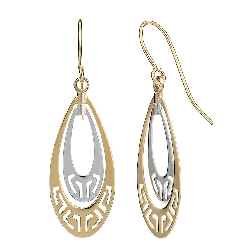 Fremada 10k Two-tone Gold Teardrop with Cut-outs Dangle Earrings
