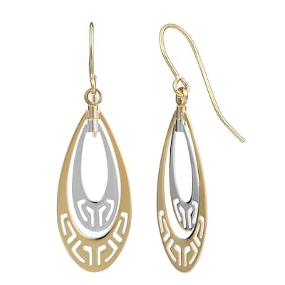 Fremada 10k Two-tone Gold Teardrop with Cut-outs Dangle Earrings