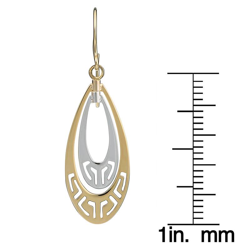 Fremada 10k Two-tone Gold Teardrop with Cut-outs Dangle Earrings