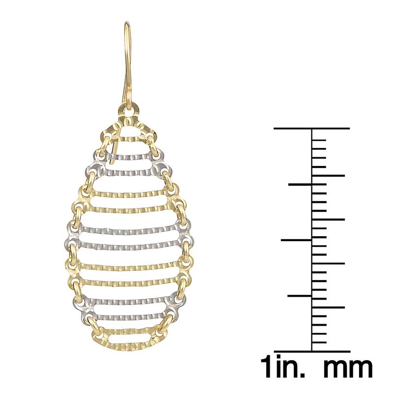 Fremada 10k Two-tone Gold Textured Oval Ladder Dangle Earrings
