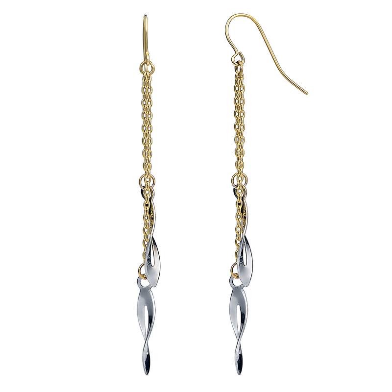 Fremada 10k Two-tone Gold Twisted Marquise On Chain Dangle Earrings
