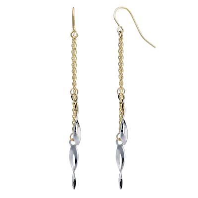 Fremada 10k Two-tone Gold Twisted Marquise On Chain Dangle Earrings