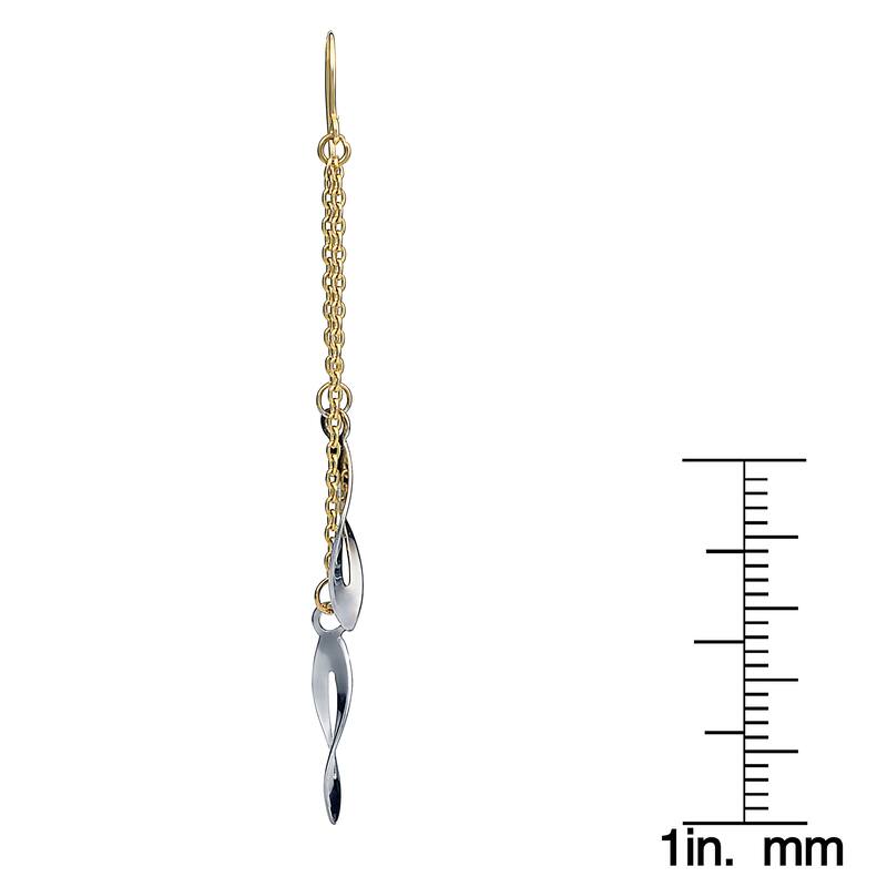 Fremada 10k Two-tone Gold Twisted Marquise On Chain Dangle Earrings