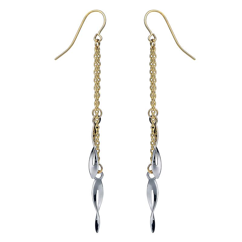 Fremada 10k Two-tone Gold Twisted Marquise On Chain Dangle Earrings