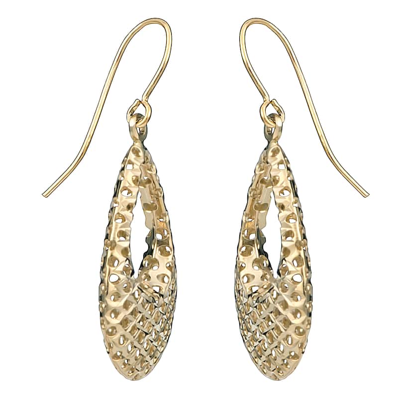 Fremada 10k Yellow Gold Puffed Teardrop Diamond-cut Earrings