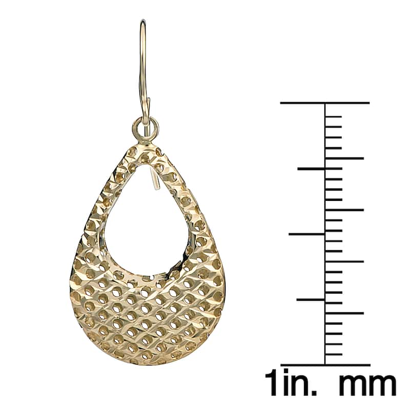 Fremada 10k Yellow Gold Puffed Teardrop Diamond-cut Earrings