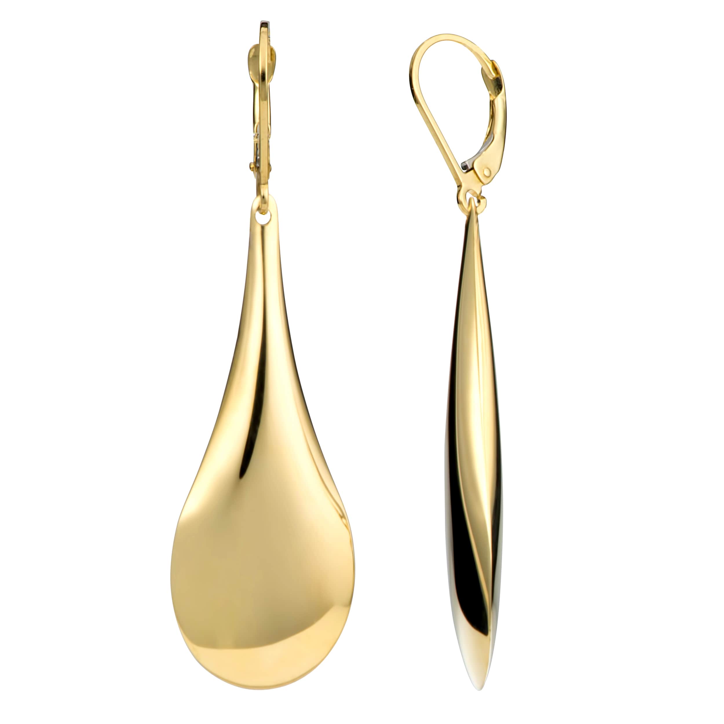 Au Naturale 10k Yellow Gold High Polish Elongated Teardrop Dangle Earrings