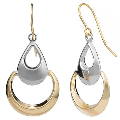 Fremada 10k Two-tone Gold Teardrop On Open Circle Dangle Earrings
