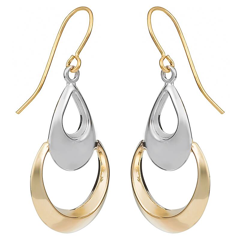 Fremada 10k Two-tone Gold Teardrop On Open Circle Dangle Earrings