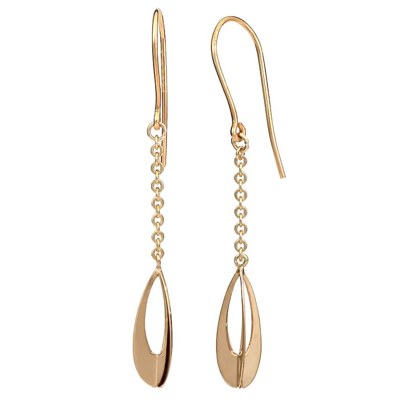 Fremada 10k Yellow Gold Three Dimensional Teardrop Dangle Earrings