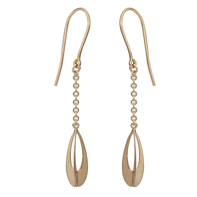 Fremada 10k Yellow Gold Three Dimensional Teardrop Dangle Earrings