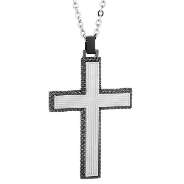 Stainless Steel Gun Metal Grey Ion plated Cross Pendant  