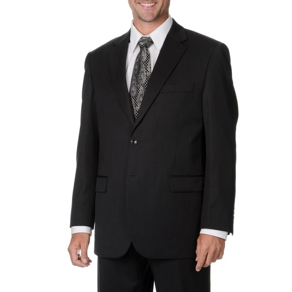 Cianni Cellini Mens Big & Tall Charcoal Wool Gabardine Suit