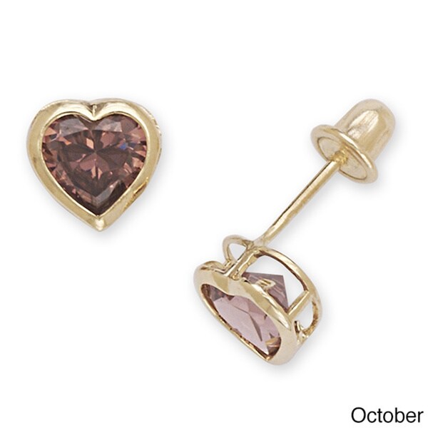 Choice of 3 14k Yellow Gold Cubic Zirconia July Birthstone Screw-back Earring Studs 4 or 5mm