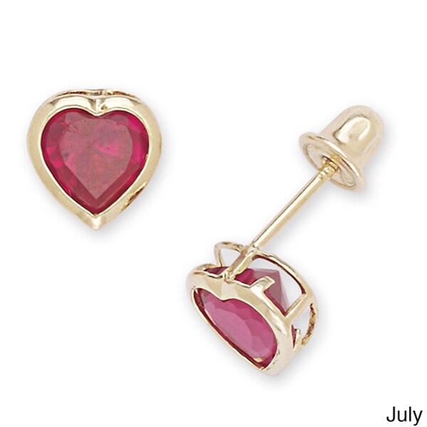 Choice of 3 14k Yellow Gold Cubic Zirconia July Birthstone Screw-back Earring Studs 4 or 5mm