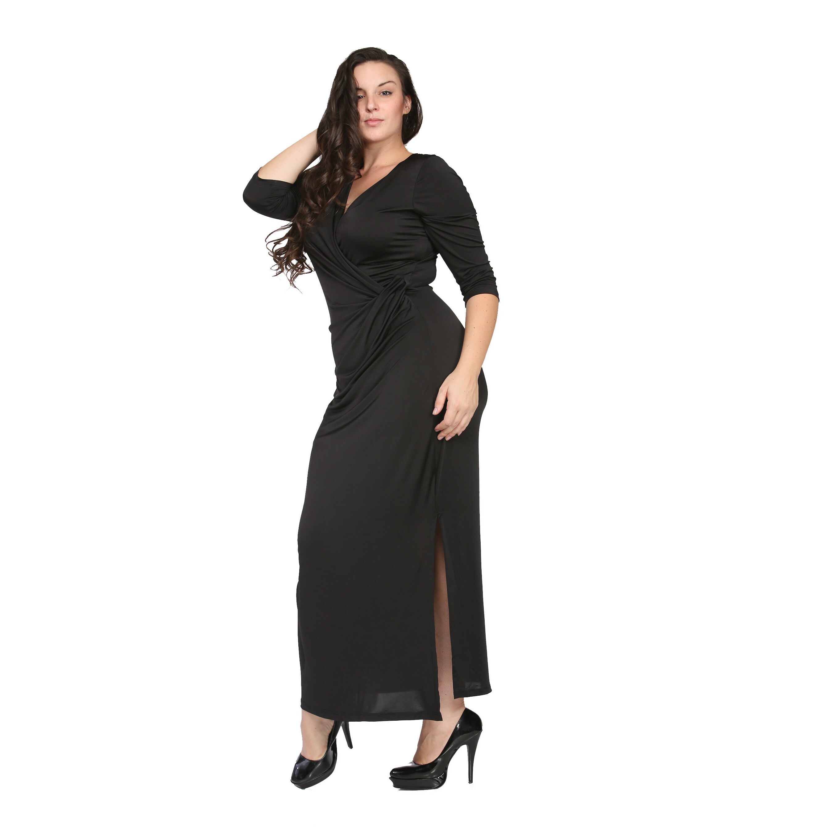 long black wrap dress plus size
